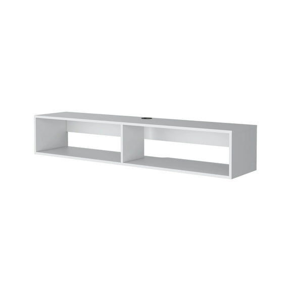 Newboti Furniture White 2-Shelf Central Floating Media Rack 98195