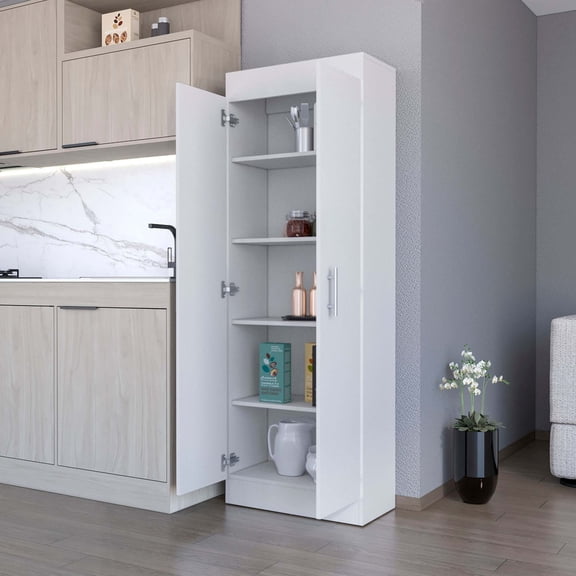 Newboti Furniture White 5-Shelf Storage Pantry Cabinet 28585