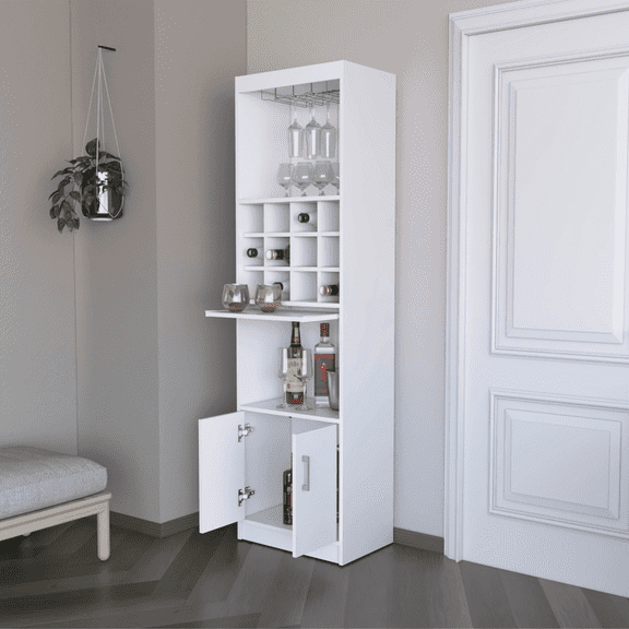 Newboti Furniture White Bar Cabinet with Wine Storage 28936