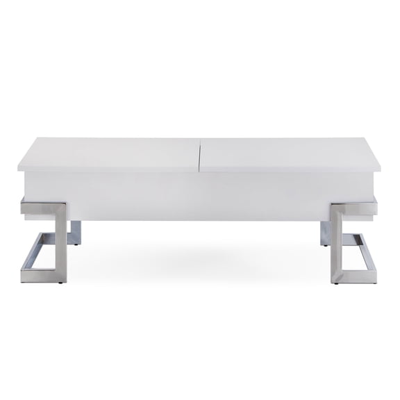 Newboti Furniture White High Gloss and Chrome Coffee Table with Lift Top 29056