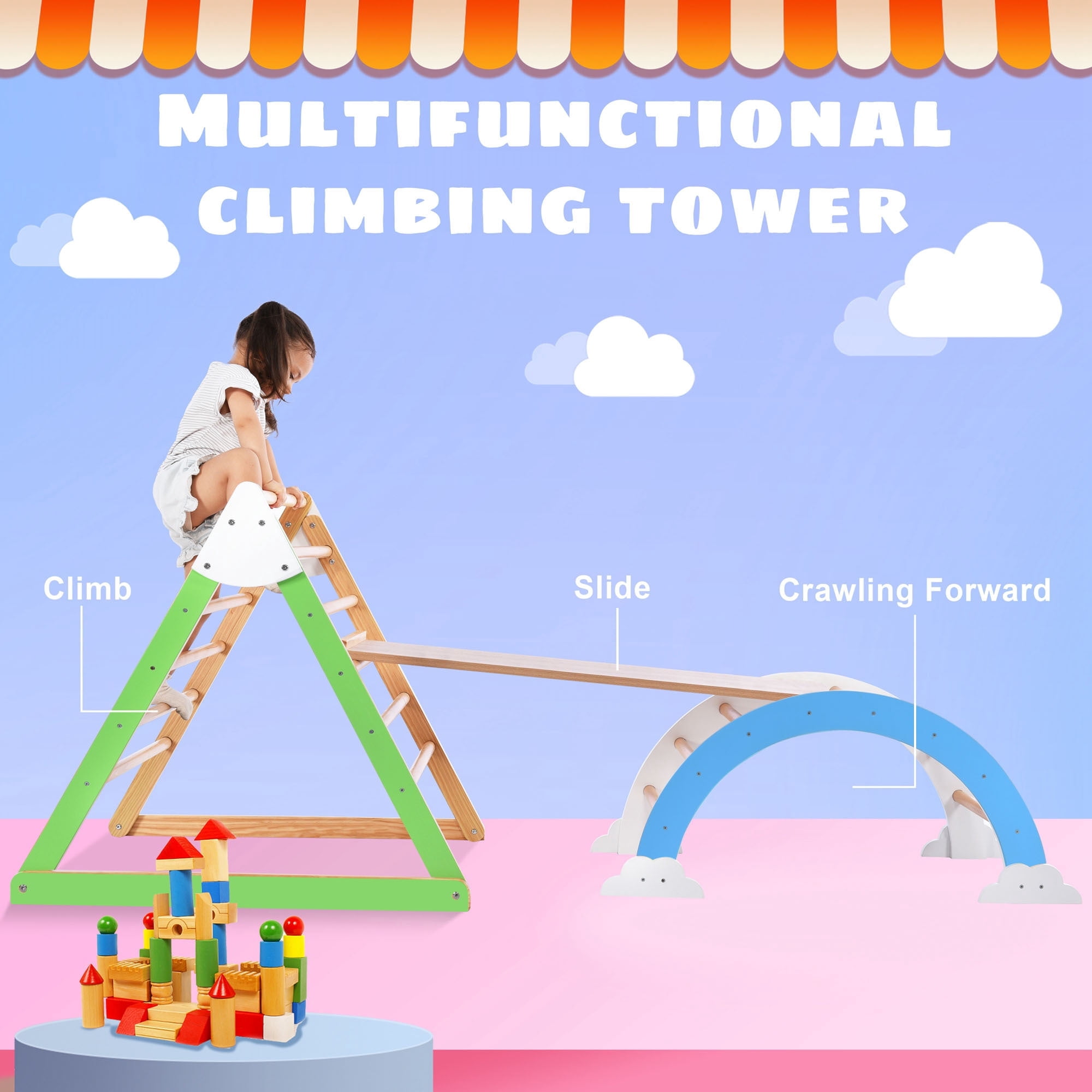 Triangular Toy Newboti Furniture Wooden Climbing Triangle Toys - Indoor Arc Climber ...