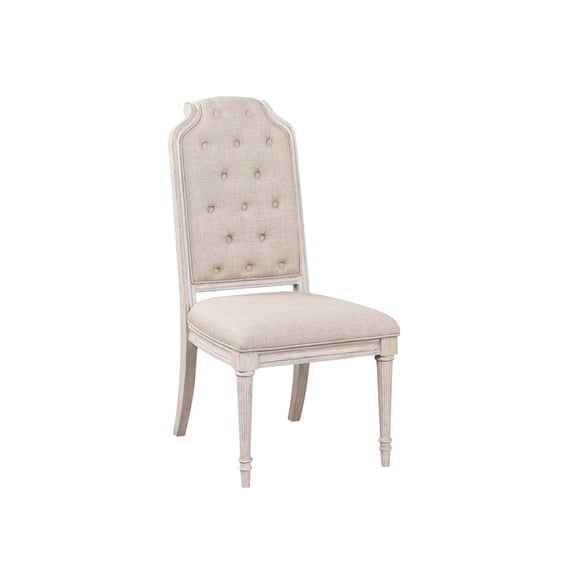 Newboti Furniture Wynsor Fabric & Antique Champagne Finish Side Chair(Set of 2) 50503