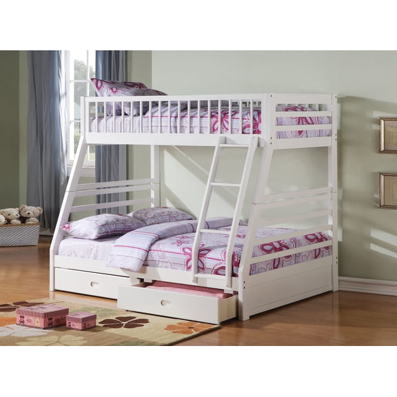 Newboti Jason White Finish Twin/Full Bunk Bed W/Storage 937703913342931