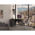 thumbnail image 1 of Newboti L-Shaped Desk, Keyboard Tray, Two Drawers, One Open Shelf, Smokey Oak 317468588059846, 1 of 5