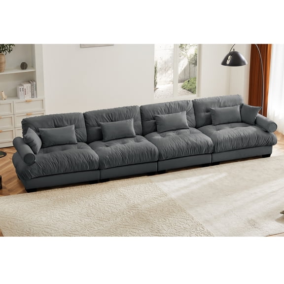 Newboti Super Comfort Oversized Modular Velvet Sectional Sofa Couch with Ergonomic Bolstered Armrests, Deep Seat Cloud Couch with Ergonomic Design for Application in Living Room and Lounge BN.2881
