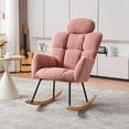 thumbnail image 1 of Newboti Teddy Fabric Upholstered Nursery Rocking Glider Chair Mid Century Modern Accent Arm Chair Padded Seat with High Backrest and Pillows for Living Room Bedroom Offices (Pink Teddy) 54029603686704, 1 of 16