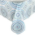 thumbnail image 1 of Newbridge 60 x 120 Inch Rectangle Fabric Tablecloth, Blue Circle Stitch, Indoor Outdoor Table Cover, 1 of 5