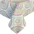 thumbnail image 1 of Newbridge 60 x 84 Inch Rectangle Fabric Tablecloth, Coral and Green Circle Stitch, Indoor Outdoor No Iron Soil Resistant Dining Room, Party and Banquet Table Cover, Modern Boho Chic Print, 1 of 5