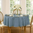 thumbnail image 1 of Newbridge Shadow Blue Elegance Plaid 90 inch Round Fabric Dining Room Party Tablecloth, 1 of 4