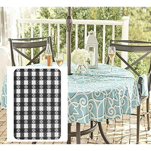 Newbridge American Tavern Check Indoor/Outdoor Fabric Tablecloth, Bistro Checkered Restaurant Quality, Water Repellent, Stain Resistant Tablecloth, 60 X 84 Oblong Zipper Umbrella Tablecloth