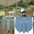 thumbnail image 1 of Newbridge Blue Napa Leaf Solid Color 70 inch Round Umbrella Vinyl Flannel Backed Tablecloth, 1 of 8