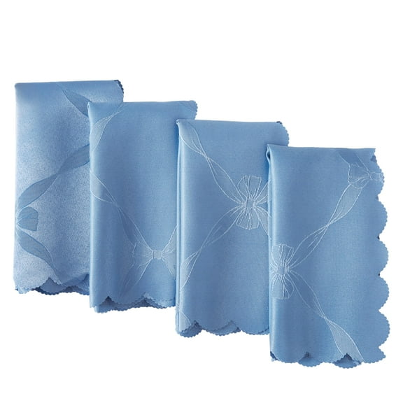 Newbridge Blue Ribbons and Bows Damask Set of 4 Fabric Napkins for Party