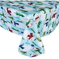 thumbnail image 1 of Newbridge Blue Snowman Fun and Evergreen Christmas 60 x 84 inch Rectangle Fabric Dining Tablecloth, 1 of 8