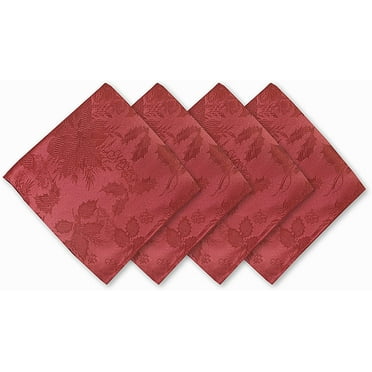 Newbridge Christmas Carol Red Holiday Noel Damask Set of 4 Fabric Dining Napkins
