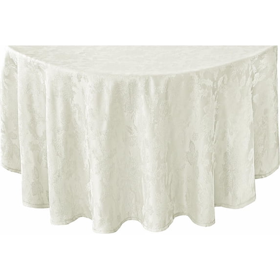 Newbridge Ivory Christmas Carol Holiday Noel Damask 70 inch Round Fabric Dining Tablecloth