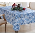 thumbnail image 1 of Newbridge Christmas Holiday Blue Snowflakes 52 x 52 inch Square Vinyl Tablecloth With Flannel Backing, 1 of 9