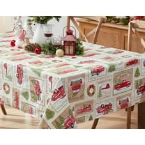 Newbridge Christmas Yuletide Tree Farm 52 x 52 inch Square Vinyl Flannel Backed Tablecloth