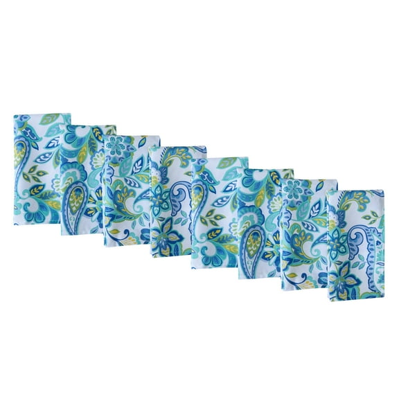 Newbridge Corfu Mediterranean Blue Paisley Set Of 8 Napkins Fabric Napkins