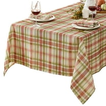 Newbridge Country Rustic Thanksgiving Spice and Green Plaid 52 x 52 inch Square Fabric Tablecloth