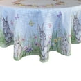 thumbnail image 1 of Newbridge Easter Bunny Meadow Fabric Bordered Tablecloth - Blue Gingham Bunny Rabbit Wrinkle and Stain Resistant Checkered Fabric Spring Tablecloth, 70” Round, 1 of 9