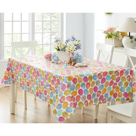 Newbridge Easter Egg Color Explosion Vinyl Flannel Backed Tablecloth, 52" x 52" Square
