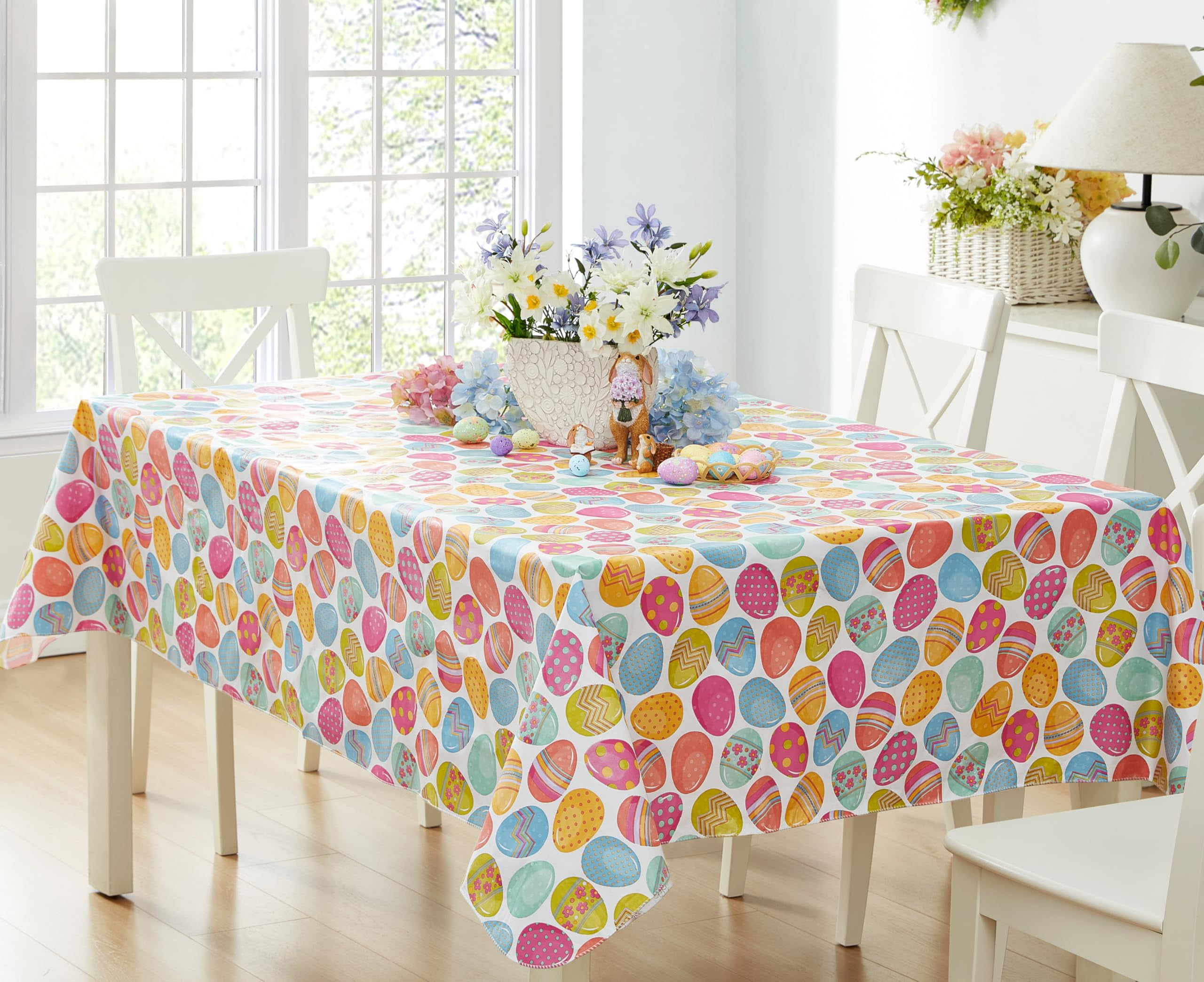 Newbridge Easter Egg Color Explosion Vinyl Flannel Backed Tablecloth