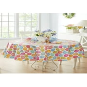 Newbridge Easter Egg Color Explosion Vinyl Flannel Backed Tablecloth, 60” x 84” Oval