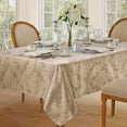 thumbnail image 1 of Newbridge Gold Beige Damask Barcelona Scroll 52 x 52 inch Square Fabric Holiday Dining Tablecloth, 1 of 4