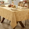 thumbnail image 1 of Newbridge Gold Fancy Fall Leaves Damask Fabric Dining Tablecloth for Thanksgiving, 52 x 52 inch Square, 1 of 6