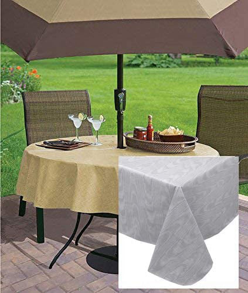 Newbridge Gray Moire Wavy Color Print Heavy Gauge Vinyl Flannel Backed Tablecloth Hotel Quality