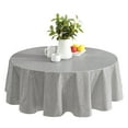 thumbnail image 1 of Newbridge Grey Napa Leaf Solid Color 70 inch Round Vinyl Flannel Backed Tablecloth, 1 of 8
