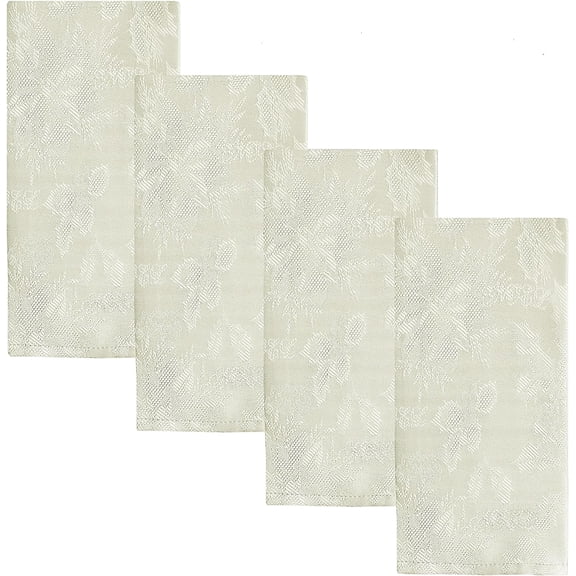 Newbridge Ivory Christmas Carol Holiday Noel Damask Set of 4 Fabric Dining Napkins