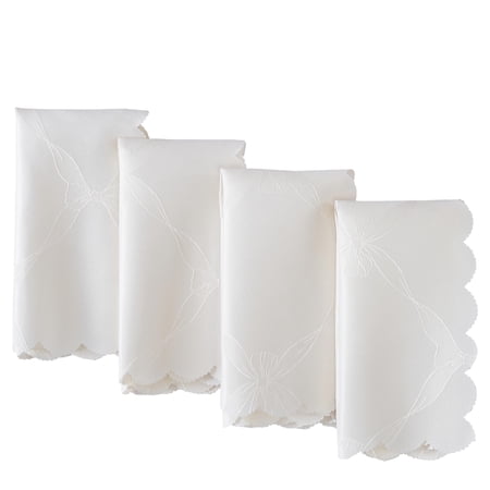 Newbridge Ivory Ribbons and Bows Damask Set of 4 Fabric Napkins for Party
