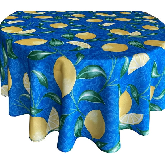 Newbridge Mediterranean Blue and Yellow Lemon Zest Set of 8 Fabric Napkins