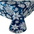 thumbnail image 1 of Newbridge Navy Blue Winter Sparkle Snowflake Vinyl Flannel Backed Christmas Tablecloth, Navy and Gray Glitter Snowflake Holiday Easy Care Vinyl Tablecloth, 60” x 84” Oblong/Rectangle, 1 of 6