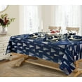 thumbnail image 1 of Newbridge Navy Blue and Silver Fancy Metallic Christmas Trees 52 x 52 inch Square Fabric Tablecloth, 1 of 8