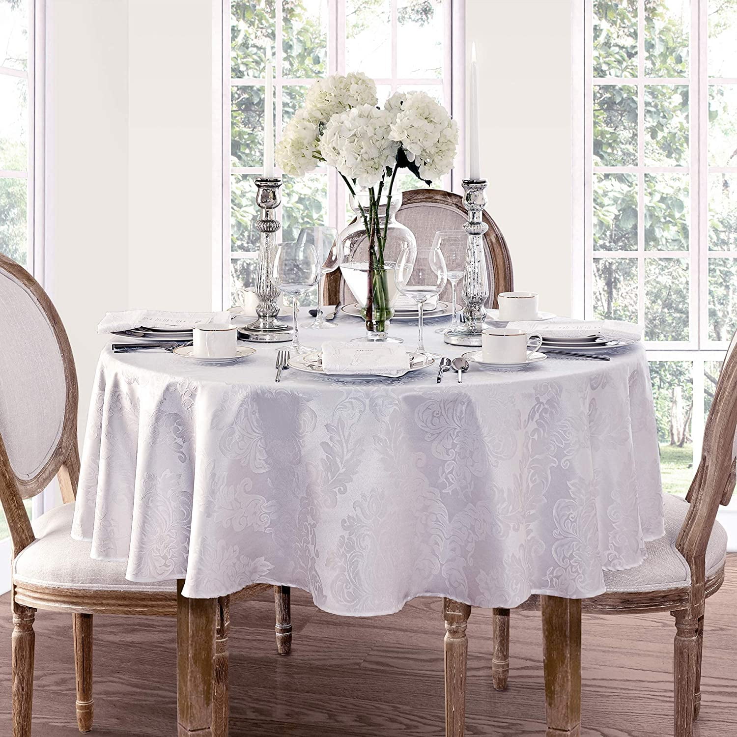 Newbridge Oval Fabric Tablecloth, 60 x 120 Inch, Barcelona Damask, No ...