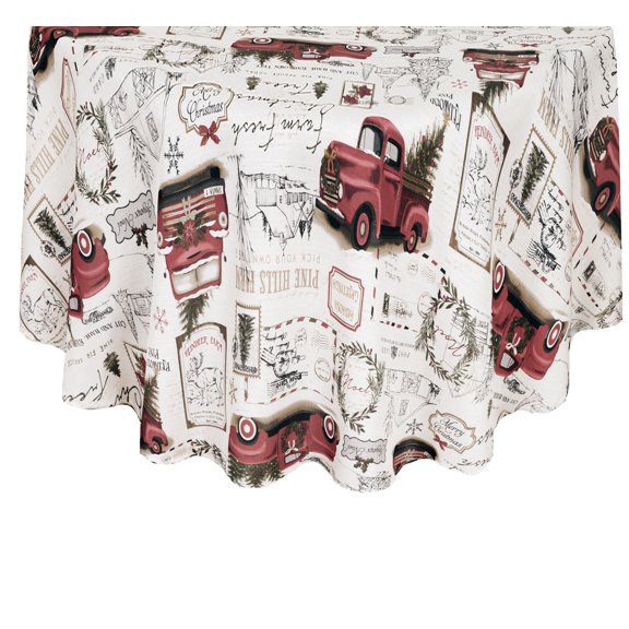 Newbridge Pine Hill Christmas Tree Farm 70 inch Round Fabric Holiday Tablecloth