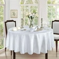 thumbnail image 1 of Newbridge Portofino Scalloped Damask Fabric Tablecloth, Wrinkle and Stain Resistant Fine Dining and Holiday Tablecloth, 60 Inch x 84 Inch Oval, White, 1 of 7