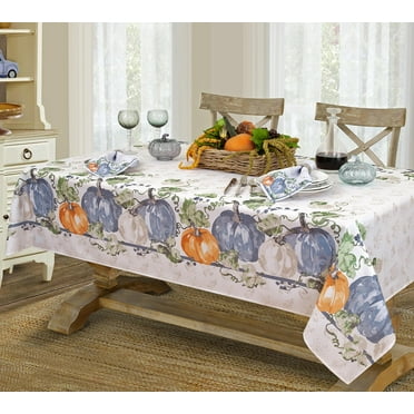 Newbridge Thanksgiving Pumpkin Vine Stonewashed Bordered 60 x 120 inch Rectangle Fabric Tablecloth