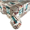 thumbnail image 1 of Newbridge Rectangle Vinyl Tablecloth with Flannel Backing, 60 x 120 Inch, Brookside Farm to Table, Indoor Outdoor Waterproof Wipe Clean Vinyl Table Cover, Teal Farm House Cottage Print, 1 of 7