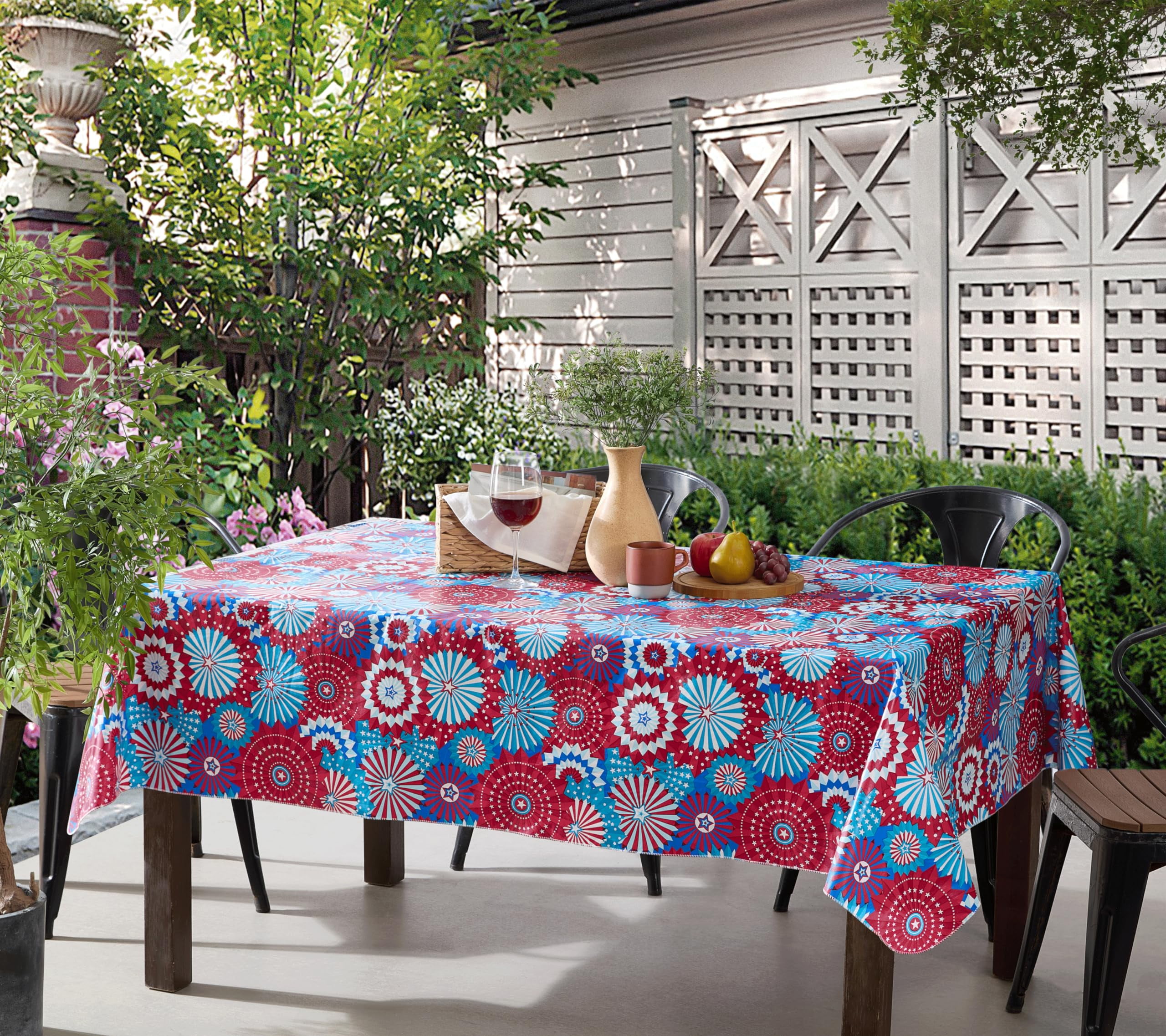 Newbridge Red White and Blue USA Pinwheel 52 x 70 inch Rectangle Vinyl ...