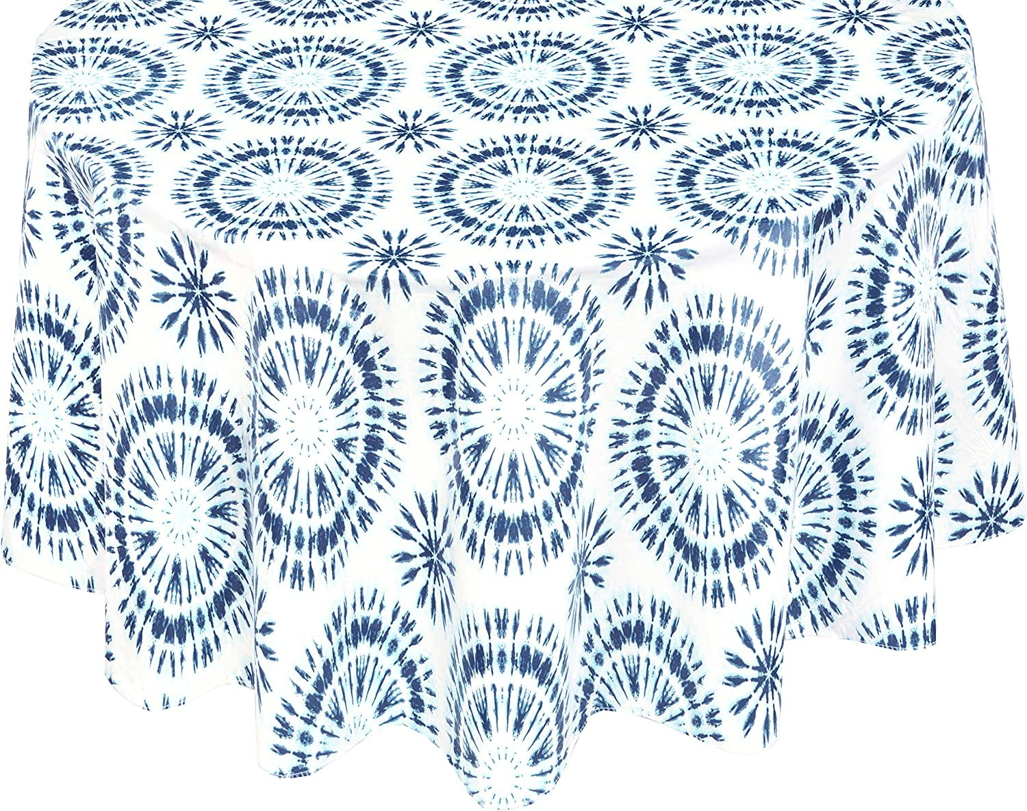Newbridge Vinyl Oval Tablecloth, 60 x 84 Inch, Easter Blue Tie Dye