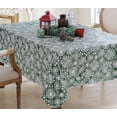 thumbnail image 1 of Newbridge Snowfall Snowflake Plaid Christmas Print Vinyl Flannel Backed Tablecloth Contemporary Snowflake Design Easy Care Wipe Clean Xmas Tablecloth, 60 Inch x 84 Inch Oblong/Rectangle, Green, 1 of 6