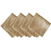 Newbridge Gold Beige Damask Barcelona Scroll Set of 4 Square Fabric Holiday Dining Napkins