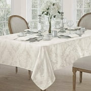 Newbridge Antique White Damask Barcelona Scroll 52 x 52 inch Square Fabric Dining Tablecloth