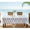 thumbnail image 1 of Newbridge Square Vinyl Flannel Backed Tablecloth, 52 x 52 Inch, Fish School, Indoor/Outdoor Waterproof Table Cloth, Cape Cod Print, Summer Party, 1 of 9