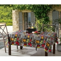 Newbridge Square Vinyl Flannel Backed Tablecloth, 52 x 52 Inch, Grill King, Indoor Outdoor Waterproof Vinyl Table Cloth, Barbeque Party