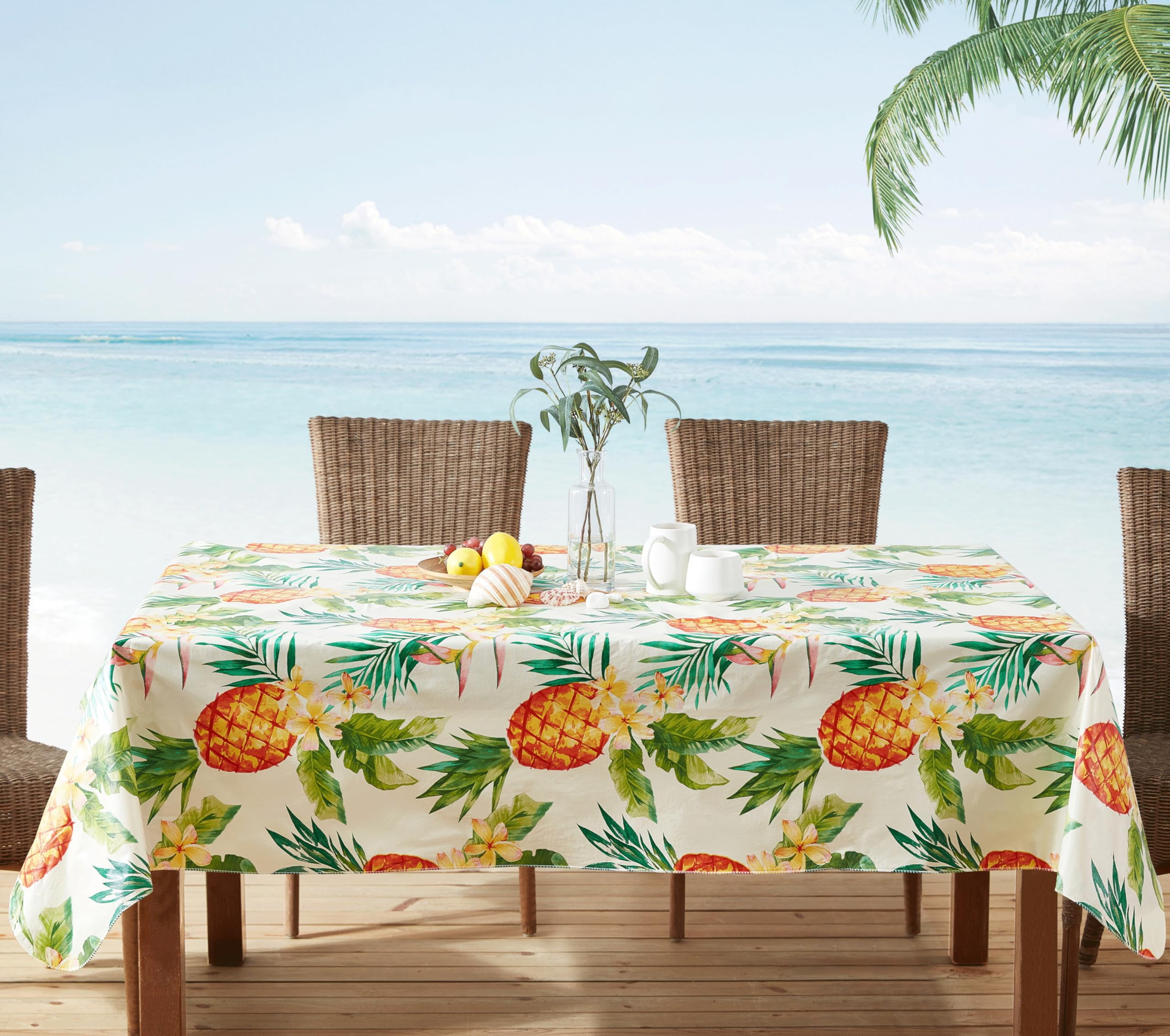 Newbridge Rectangle Vinyl Flannel Backed Tablecloth, 60 x 102 Inch