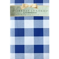 Newbridge Square Vinyl Flannel Backed Tablecloth, 52 x 52 Inch, Blue Buffalo Check, Indoor Outdoor Vinyl Waterproof Table Cloth, Cottage Gingham Print